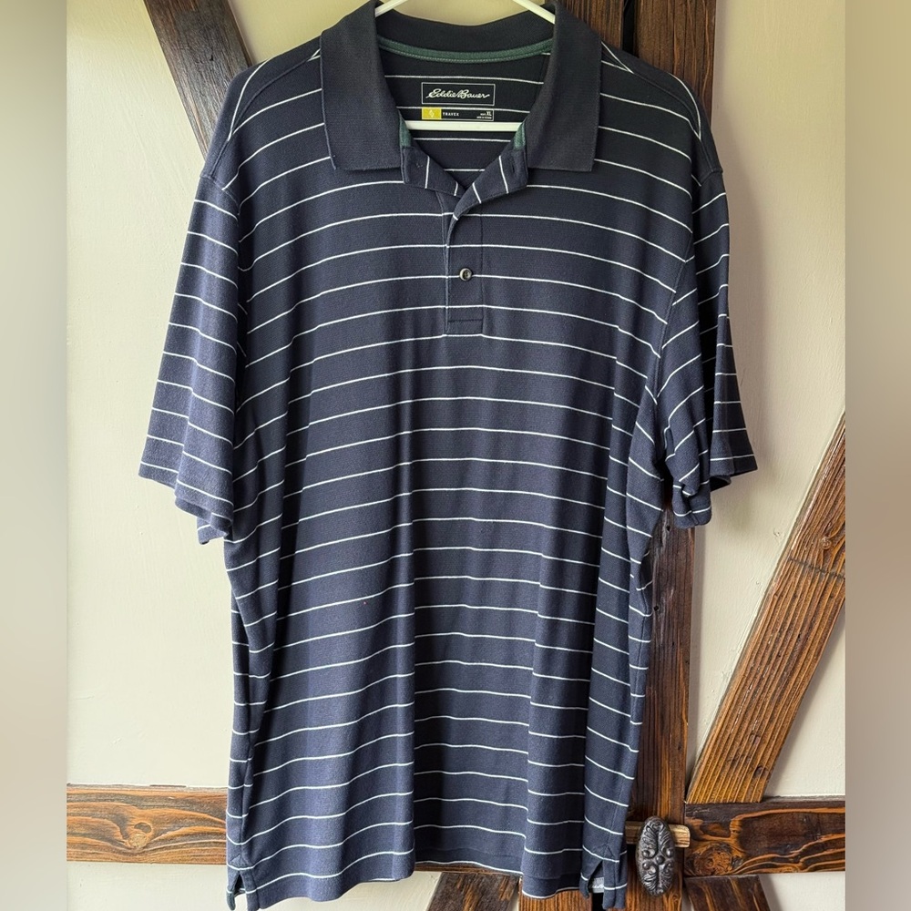 Eddie Bauer Black and White Polo Shirt with Classic Stripes